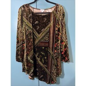 Vintage Dark Brown Red Velvet Avenue Top Plus EUC Holiday Party size 30 32